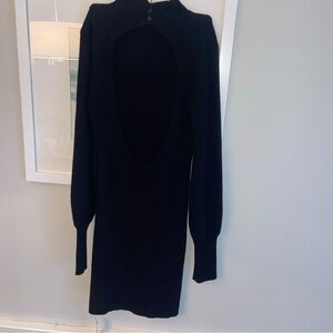 Reformation Cashmere Black Backless sweater Dress